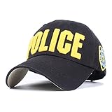 Vankerful Department Hat Police Embroidered Hats Adjustable High Quality Baseball Caps Unisex Black Yellow