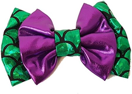 Aribella Collection Girls Little Mermaid Hair Clip Bow 4 x 2.5 Inch - Barrette Clip