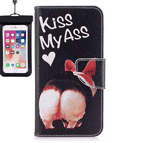 Huawei P20LITE 2019 Flip Case, Cover for Huawei P20LITE 2019 Leather Card Holders Kickstand Extra-Shockproof Business Cell Phone Cover with Free Waterproof-Bag Illustrious
