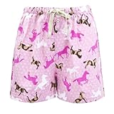 Leisureland Women's Cotton Flannel Pajama Sleepwear Lounge Boxer Shorts Horse Print