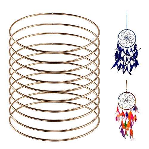 ManYee Dream Catcher Metal Rings 10Pcs 6 inch Metal Ring Hoops Macrame Rings for Dreamcatchers Crafts and Wedding Decor Gold