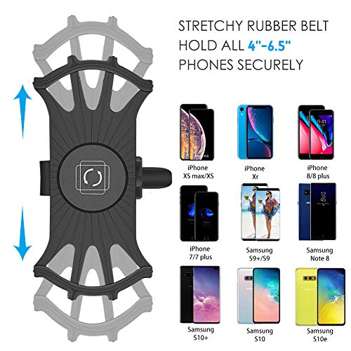 Detachable Bike Phone Mount, 360° Rotatable Bicycle & Motorcycle Handlebar Cell Phone Holder Universal fit for iPhone Xs Max XR X 6S 6 7 8 Plus, Galaxy S9 S10 S10e Note 9, Other 4-6.5" Phones Cycling