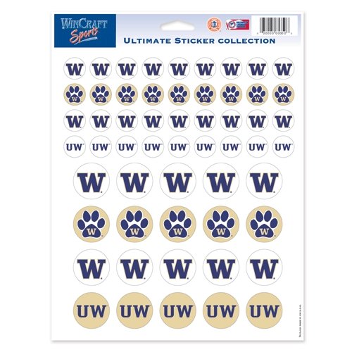 Ncaa university of washington vinyl sticker sheet, 8.5" x 11"