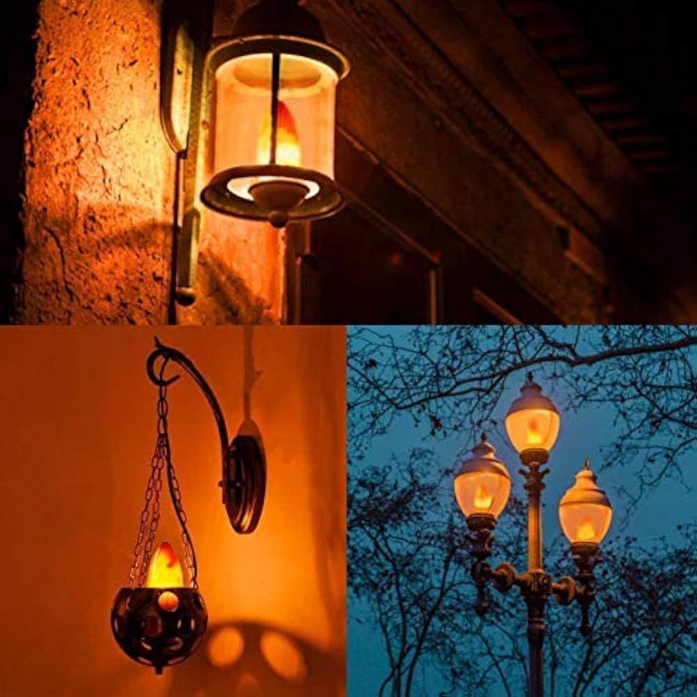 Flame Light Bulb (4 Pack), E12 LED Flickering Effect Light, 1300K