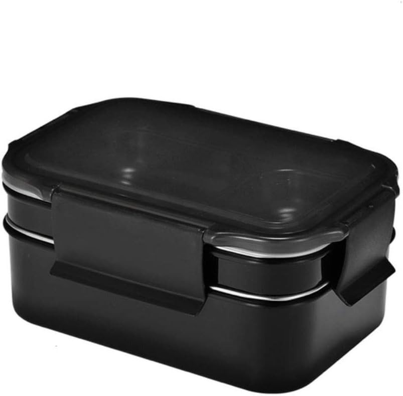 EDCV Lunch Box 304 Stainless Steel Bento Box Kitchen Leak-proof Food Box Kids School Food Container,Black