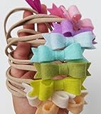 Newborn headbands Handmade baby bows nylon headband Vanaguelite Pastel Rainbow colors baby headbands baby bows