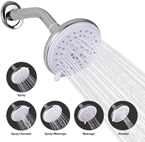 Shower Head, HANMEIUS 5 Inch High Pressure Fixed Shower Head Universal Components 5 shower Spray Full Chrome Adjustable Swivel Joint for Your Bathroom