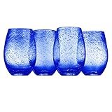 Artland Iris Stemless Glasses, Cobalt, Set of 4