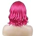 BERON 14 Inches Hot Pink Wig Short Curly Rose Pink Synthetic Wigs for Women Daily Party Hairnet Included