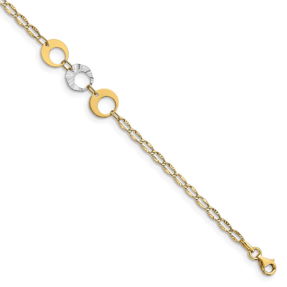 Leslie's 14k Gold Two-tone Polished Anklet for Women