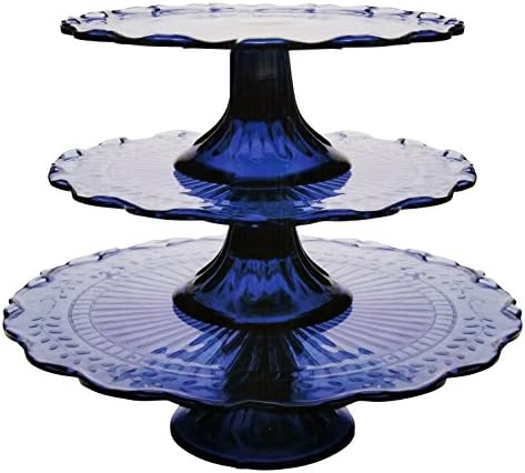 Circle Glass Maison Blue 3pc.footed Cake