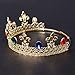 Eseres Men Tiara King's Crown Blue Red Crystal Adjustable Round Tiara