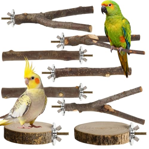 StyEdEk 8-Piece Natural Wood Bird Perch Set