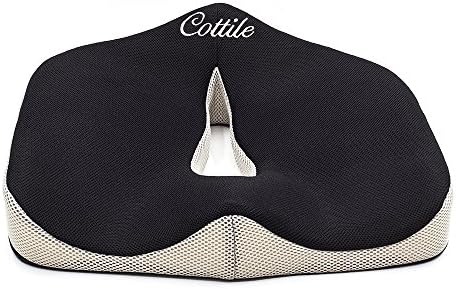 Cottile Premium Universal Seat Cushion &amp; Chair Pad with Improved Design and Better Comfort Coccyx Orthopedic Hollow Cushion for Low Back Pain,Black