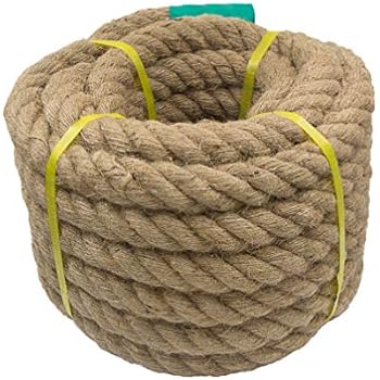 Aoneky Jute Rope - 1.18/1.5 Inch Twisted Hemp Rope for Crafts, Climbing, Anchor, Hammock, Nautical, Cat Scratching Post, Tug of War, Decorate (1 inch x 48 Feet)