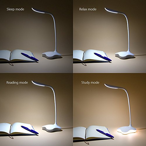LED Desk Lamp, XIAOKOA Eye-caring Flexible Table Lamps, Dimmable Office Reading Lamp with USB Charging Port, Touch Control, with Night Light and 3 levels brightness, Twistable Tube,14LED Table Lamp - Thumbnail 3
