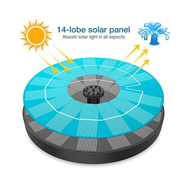 AISITIN-Solar-Fountain-PumpSolar-Fountain-35W-18CM-Diameter-Circle-Garden-Solar-Powered-Water-FeatureSolar-Water-Fountain-Solar-Pond-Pump-with-6-Nozzles-for-Bird-BathFish-TankPatioPondPool AISITIN 3.5W Solar Fountain Pump Garden Solar Powered Water Feature, Solar Pond Pump with 6 Nozzles for Bird Bath, Fish…