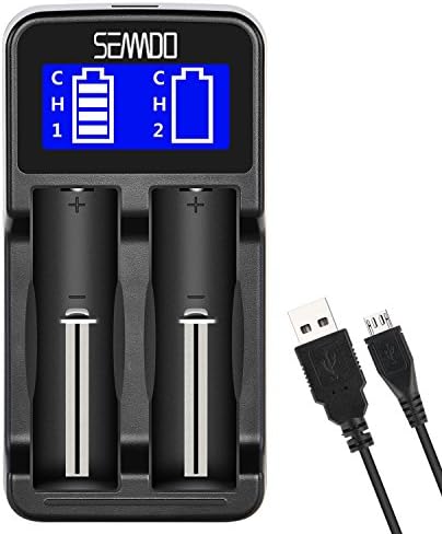 Intelligent Charger, SEANADO LCD Display Universal Smart Charger for Rechargeable Batteries Li-ion batteries 18650 18490 18350 17670 17500 16340 14500, Ni-MH/Ni-Cd A AA AAA Batteries (2 Slots)