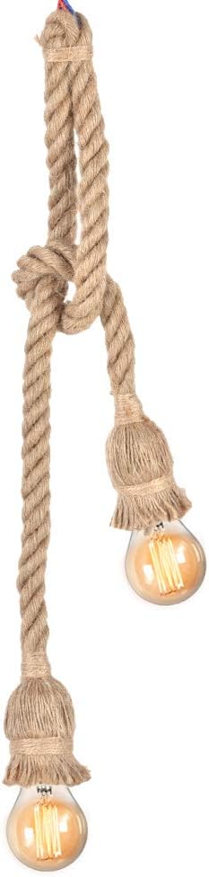 Rope Chandelier Pendant Light Ceiling Lamp E27 Base Lamp Cord Retro Loft Chandelier Without Bulb for DIY Home Bedroom Restaurant Cafe Bar Country Decoration
