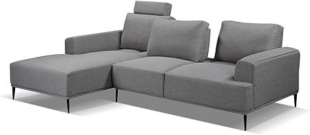 Meubletmoi Canapé Dangle Gauche Tissu Gris Dossiers