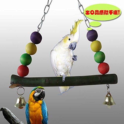 Parrot Bird Macaw Swing Wooden Stands Toys Small Medium And Large Size Birds Training Toys Chew Swing Toys Red (Wood, M)
