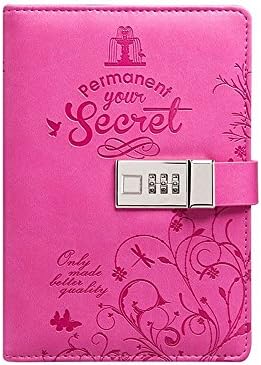 PU Leather Business Notebook, ABBER Classic Writing Notepads Professional Journal Book Locked with Pen Holder and Pockets (Pink)