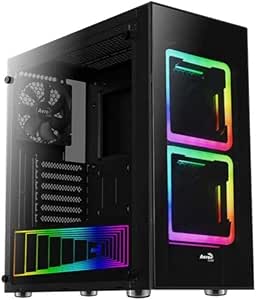 Aerocool TOR - Caja de ordenador, ATX, cristal templado, 2 ventiladores RGB 14cm, negro
