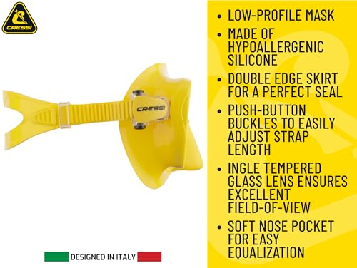 CRESSI F1 Frameless Mask F1 or Combo Set Frameless Mask + Snorkel Dry for Diving and Snorkelling, One Size, Unisex