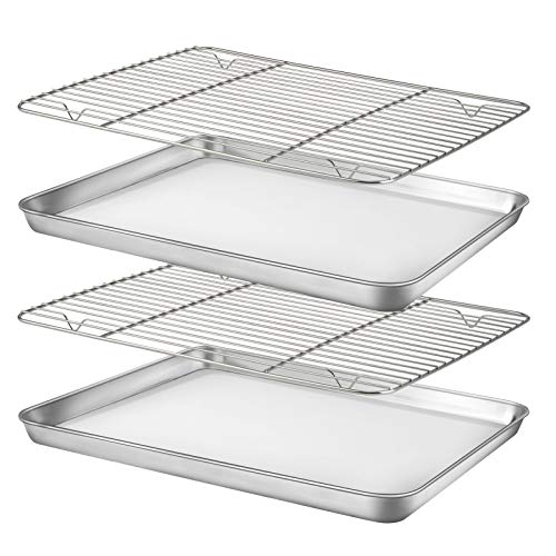 Baking Sheet with Rack Set [2 Sheets+2 Racks], HUSHIDA Stainless Steel