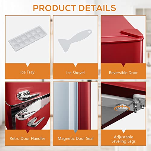 Antarctic Star Compact Mini Refrigerator Separate Freezer, 3.1 cu ft