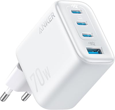 Carregador USB Zolo C 70W, Adaptador de Parede de 4 Portas, Design Compacto, para iPhone 16/15, MacBook Air, iPad, Pixel, Galaxy e mais (Cabo não Incluído).