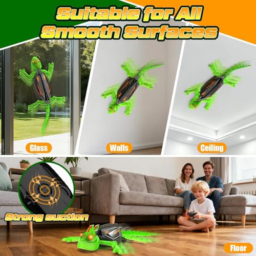 SLEEPHEAD® Wall Climbing Gecko Toy, Remote Control Lizard Crawler with LED Lights for Kids, Crawling Christmas Birthday Gifts, Gecko Wall Climbing Toy for Boys and Girls