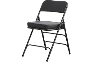 KAIHAOWIN Folding Chairs with Ultra Thick Padded Seat Foldable Chair Indoor Comfortable Metal Chairs with Soft Cushion Black