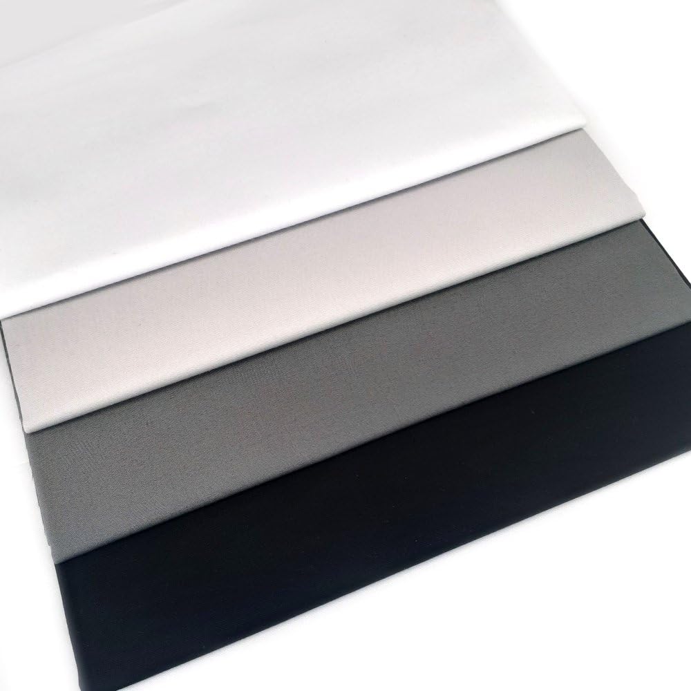 Solid Monochrome Fat Quarter Bundles of 100% Cotton Poplin Fabric Plain Colours in Different Shades - Sewing Cuts (Monochrome)