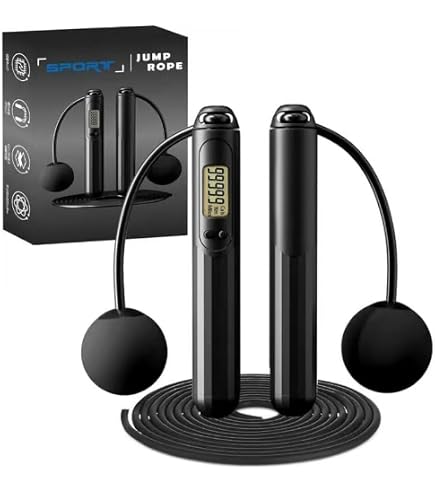 YOTTOY Cordless Jump Rope with Counter - Ropeless Jump Rope 2 In 1 with Large Co