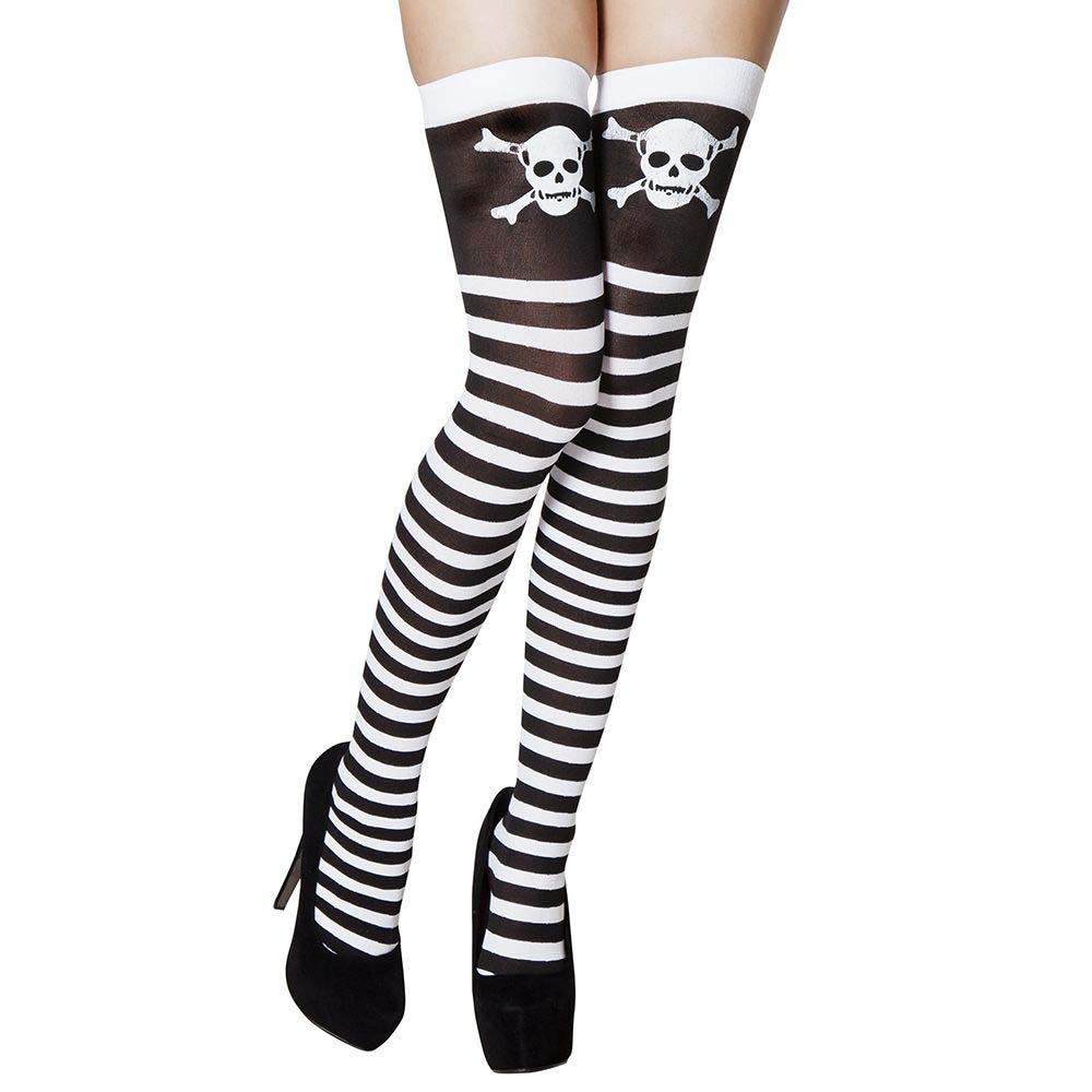 Boland - Skull Pirate Skull Stockings for Adults, Black/White, One Size, 02251