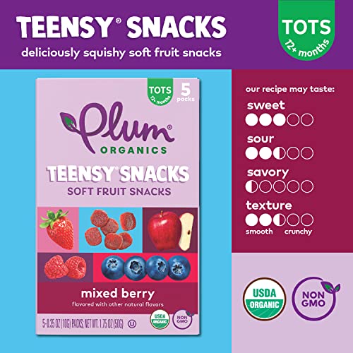 Plum Organics Teensy Fruit Snacks Organic Toddler & Kids Snacks Berry 0.35 Ounce Snack