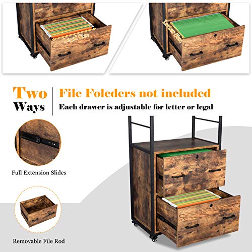 VINGLI 2 Drawer File with Lock for Hanging Letter/Legal Size