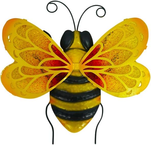 Plaques & Wall Art - LIFFY Metal Bee Wall Decor,Garden Hanging Decorations Outdoor,Indoor Room Glass Decorative Artwork,Yard Art Sculpture Ornaments Outside for Fence,Patio,Porch