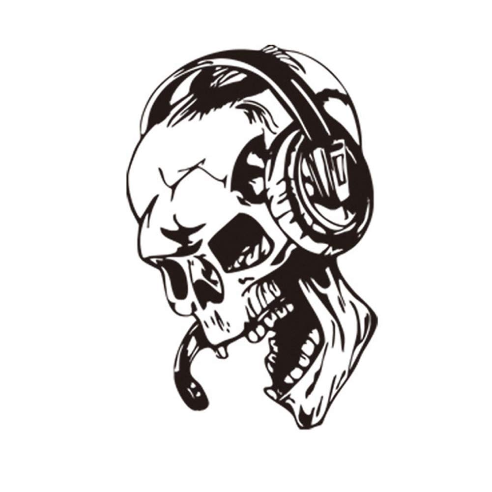 Creative Skull Skeleton Enjoying Music with Headphone Wall Sticker Mural Art Transfer Decal for Home Decor