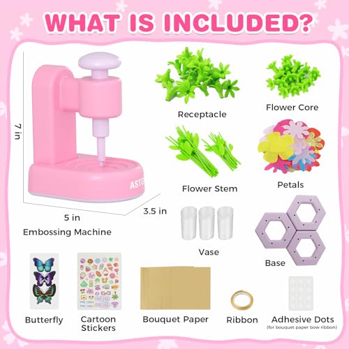 ASTGMI Flower Girls Craft Kit, DIY Flower Press Toys, Toys Gifts Birthday Kids School for 4 5 6 7 8 9 10 Years, Mother's Day Gift, Gift for Girls Christmas