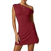 Wenrine Womens Summer Mini Dresses Off The Shoulder Bodycon Going Out Ruched A Line Sexy Party Club Dress