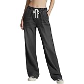 Women's Drawstring Wide Leg Jeans High Elastic Waisted Stretch Frayed Loose Fit Trouser Jeans Denim Pants