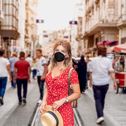 KN95 Black Face Masks 20pcs 5-Layer Cup Dust Masks Filtration Efficiency ≥95% Individually Packaged PM2.5 Particulate Respirators Breathable Face Mask