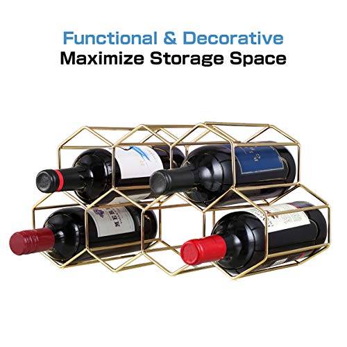9 Bottles Metal Wine Rack, Countertop FreeStand Wine Storage Holder