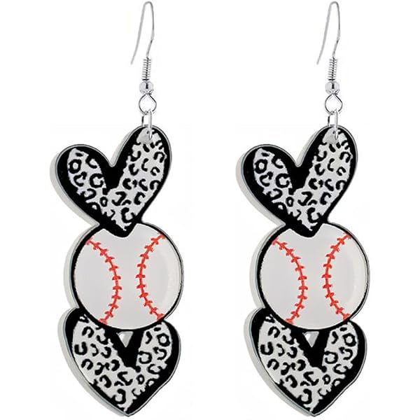 MAMA Sports Ball Wooden Earrings Lightweight Basketball Baseball