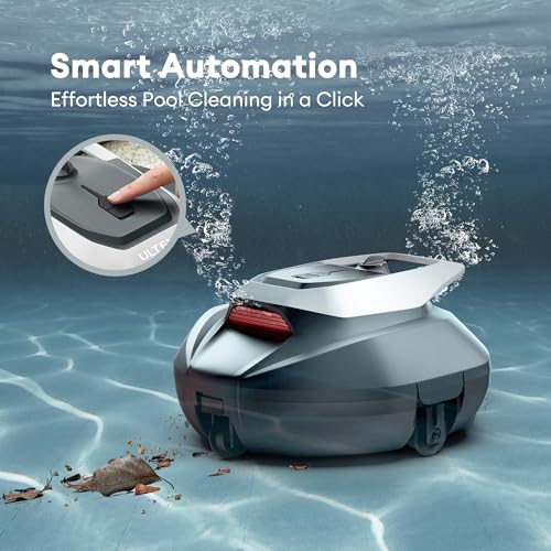Pooleco Robotic Pool Cleaner, Pool Vacuum for Above & In-Ground Pool, Dual-Motor Suction, 90Mins Runtime Automatic Self-Parking, 2.5h Fast Charging, Up to 850 Sq.ft, Pooleco S110