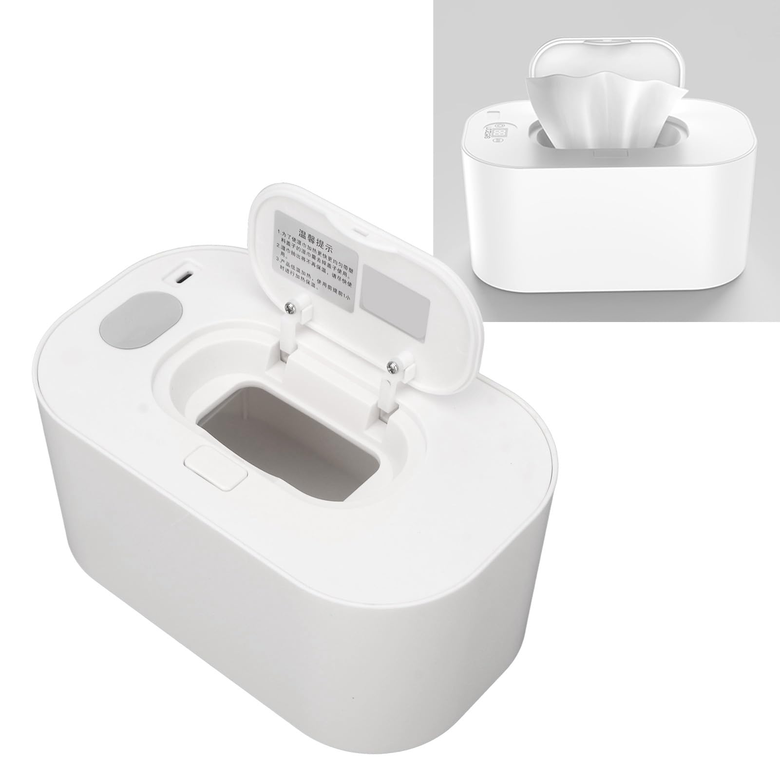 Baby Wipe Warmer Large Capacity Quickly Evenly Heating Thermostat Portable Warm Wipe Case Durable Baby Wet Wipes Dispenser for Home Outdoor Travel Use USB Charging