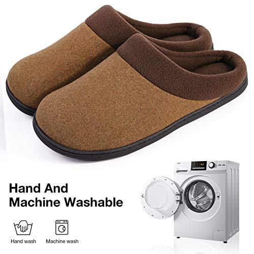 HomeIdeas Men's House Woolen Fabric Memory Foam Slippers, Cozy Bedroom
