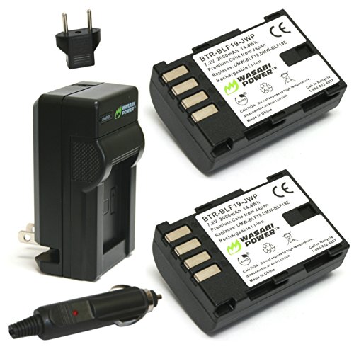 Wasabi Power Battery (2-Pack) and Charger for Panasonic DMW-BLF19 and Panasonic Lumix DMC-GH3, DMC-GH4